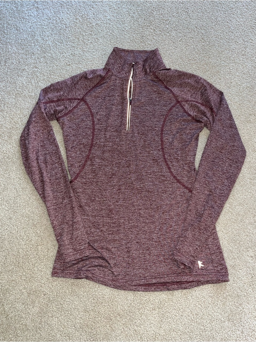Danskin Now Dri-More Marled Burgundy 1/4 Zip Athletic Pullover | Women’s XS